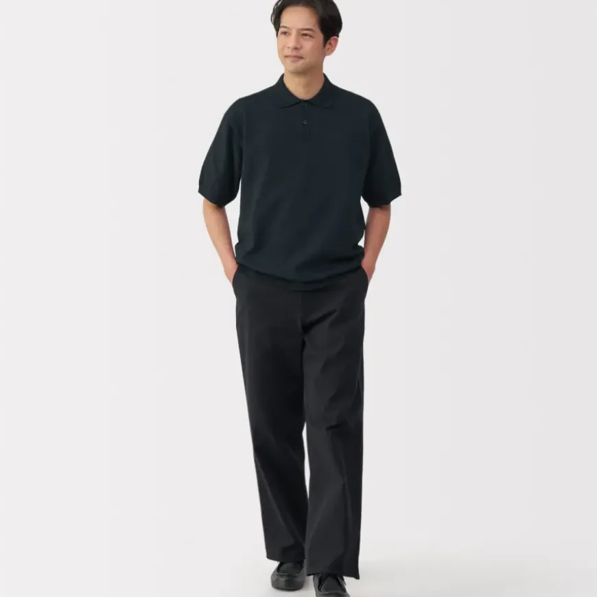 Men's Quick Dry Crew Neck Short Sleeve Knit Polo Shirt