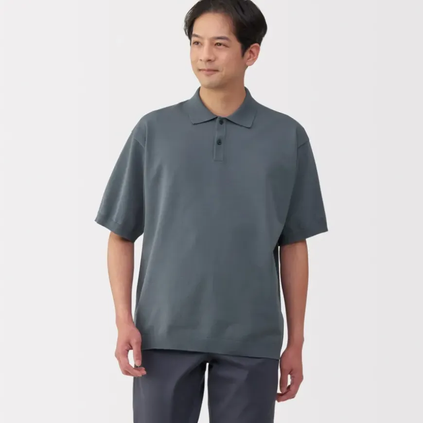 Men's Quick Dry Crew Neck Short Sleeve Knit Polo Shirt