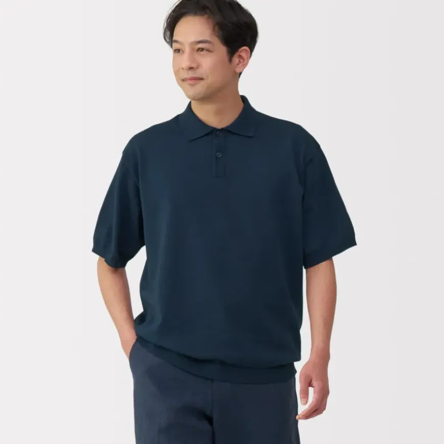 Men's Quick Dry Crew Neck Short Sleeve Knit Polo Shirt