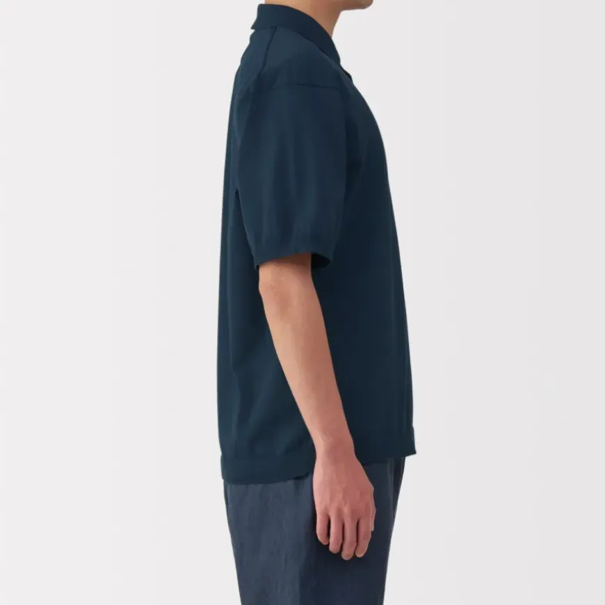 Men's Quick Dry Crew Neck Short Sleeve Knit Polo Shirt