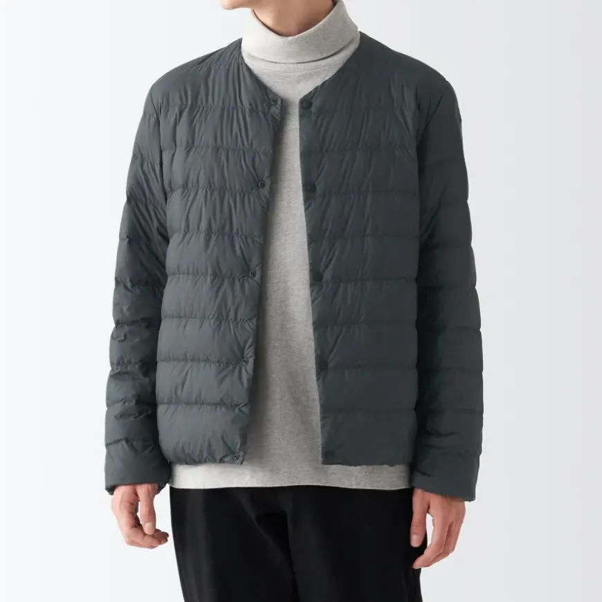 Men's Recycled Nylon Lightweight Collarless Down Jacket