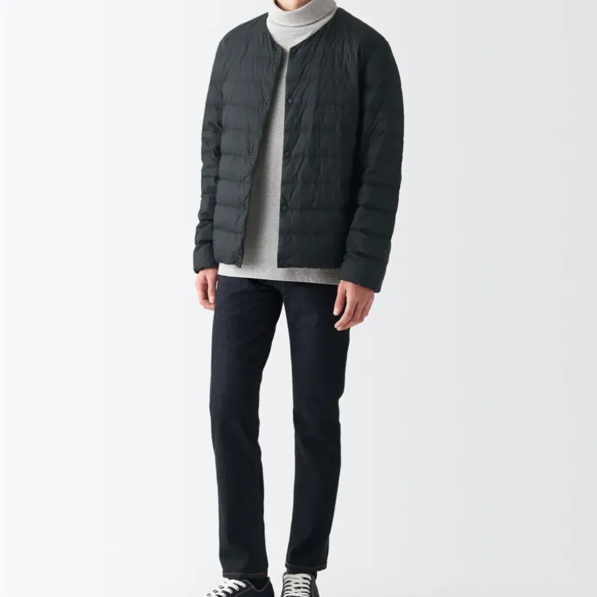 Men's Recycled Nylon Lightweight Collarless Down Jacket