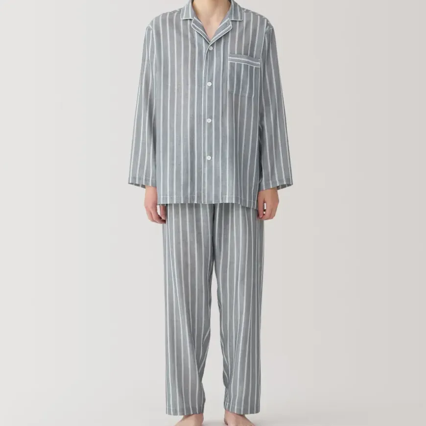 Men's Side Seamless Double Gauze Pajamas