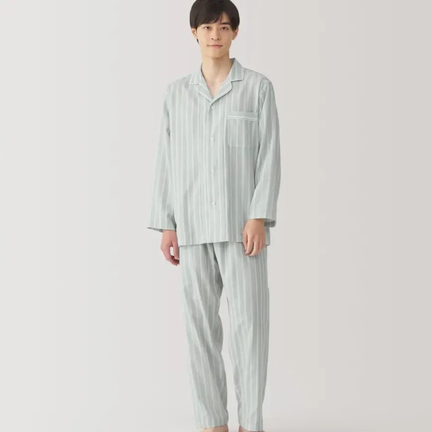 Men's Side Seamless Double Gauze Pajamas