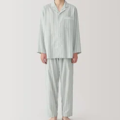 Men's Side Seamless Double Gauze Pajamas