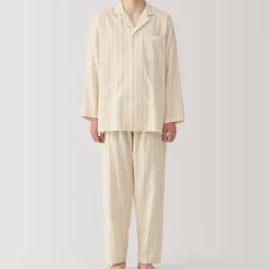 Men's Side Seamless Double Gauze Pajamas