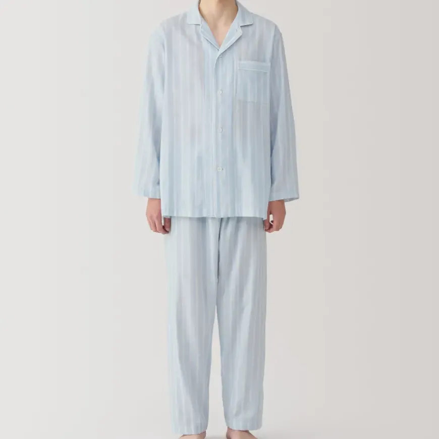 Men's Side Seamless Double Gauze Pajamas