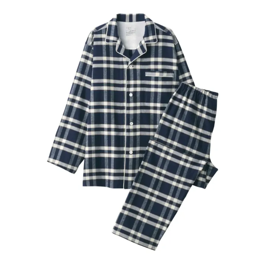 Men's Side Seamless Flannel Pajamas