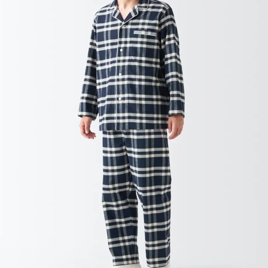 Men's Side Seamless Flannel Pajamas