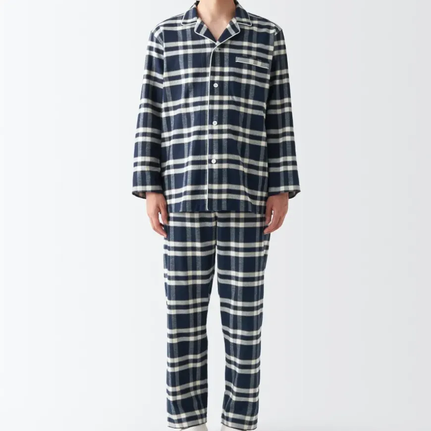Men's Side Seamless Flannel Pajamas