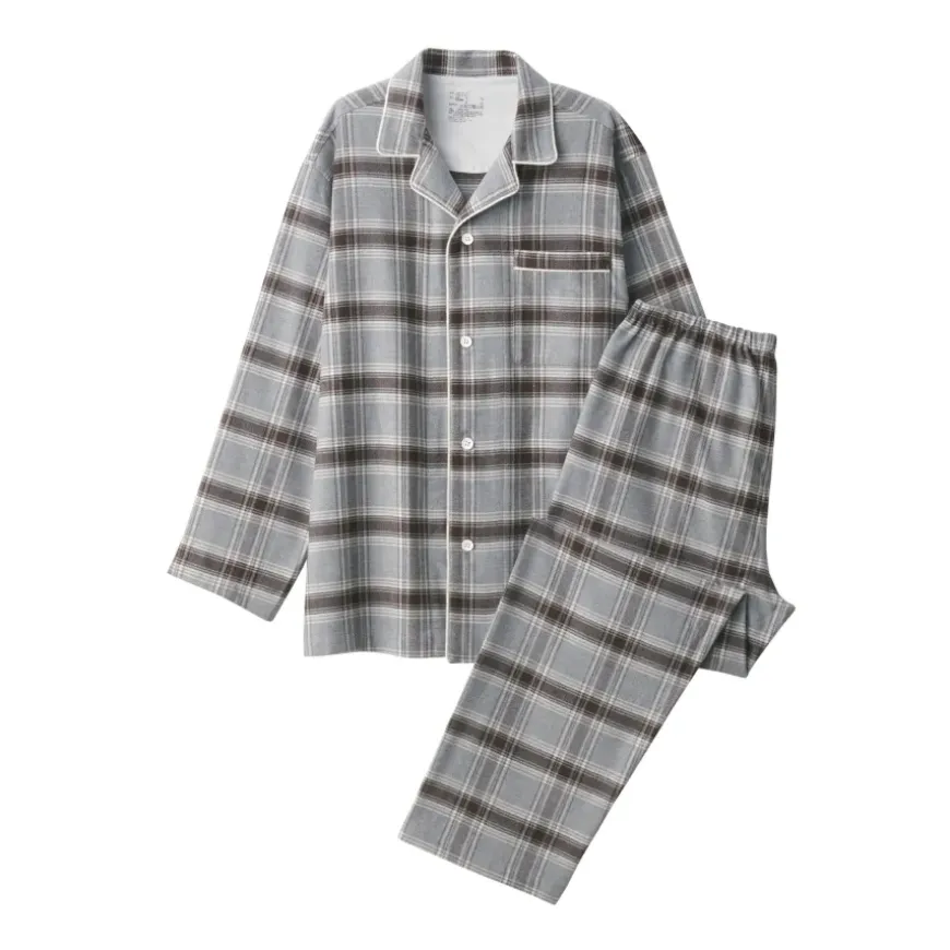Men's Side Seamless Flannel Pajamas