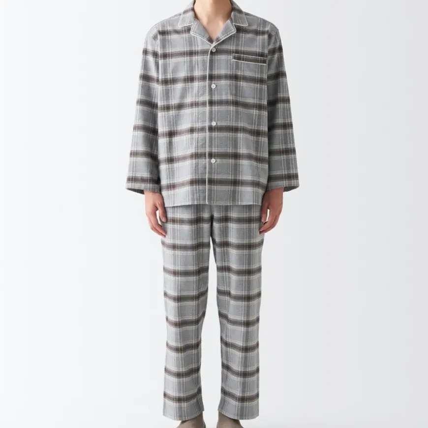 Men's Side Seamless Flannel Pajamas