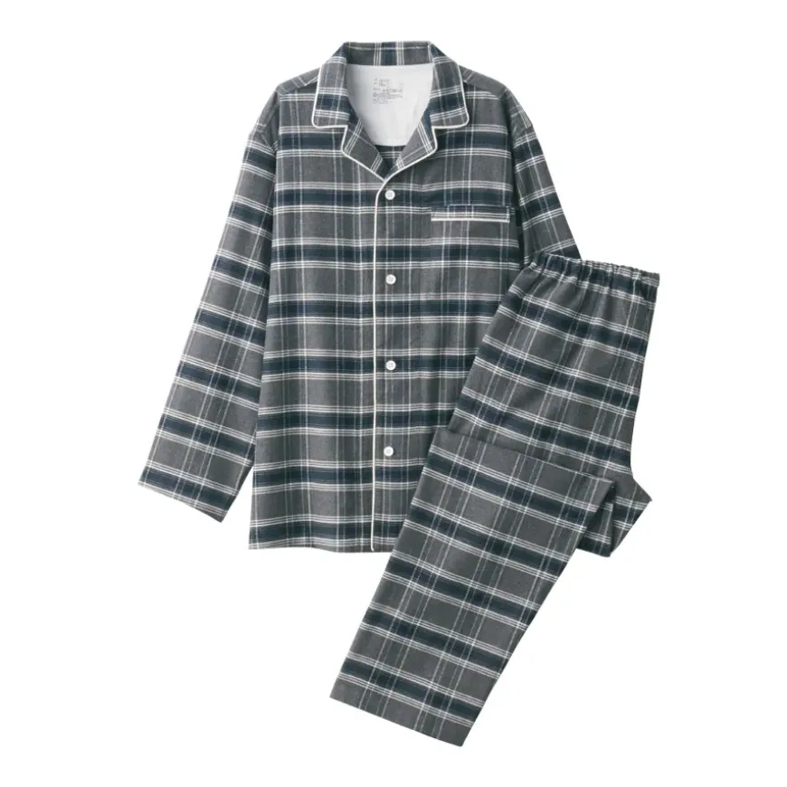 Men's Side Seamless Flannel Pajamas