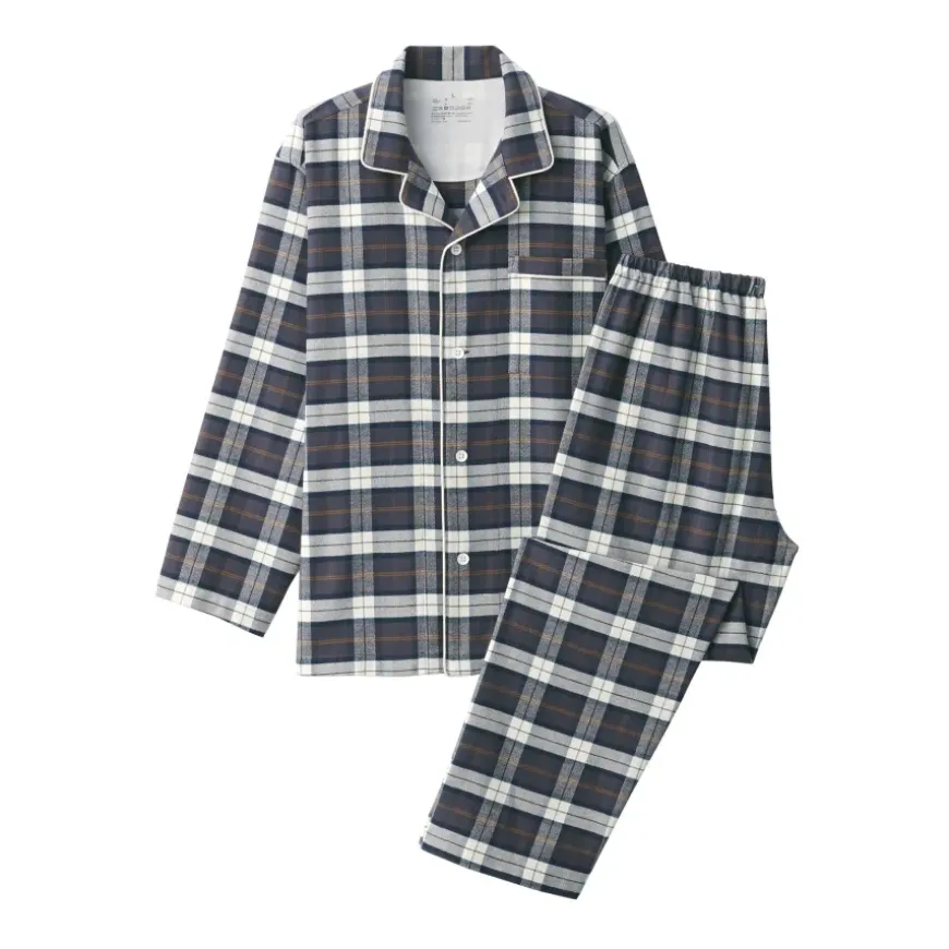 Men's Side Seamless Flannel Pajamas