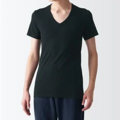 Men's Side Seamless Ribbed V Neck Short Sleeve T-Shirt