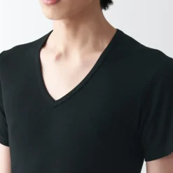 Men's Side Seamless Ribbed V Neck Short Sleeve T-Shirt