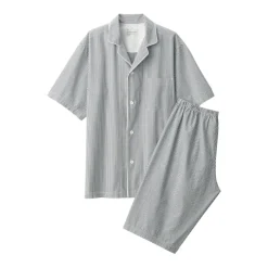 Men's Side Seamless Seersucker Short Sleeve Pajamas
