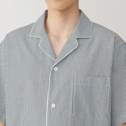 Men's Side Seamless Seersucker Short Sleeve Pajamas