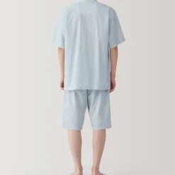 Men's Side Seamless Seersucker Short Sleeve Pajamas