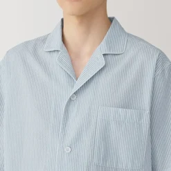 Men's Side Seamless Seersucker Short Sleeve Pajamas