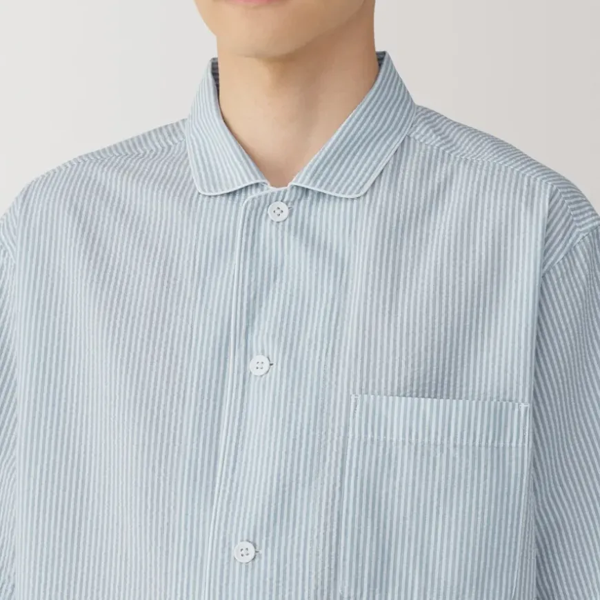 Men's Side Seamless Seersucker Short Sleeve Pajamas