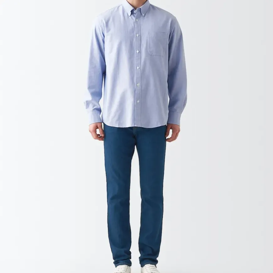 Men's Stretch Denim Slim Pants Blue (L 30inch / 76cm)