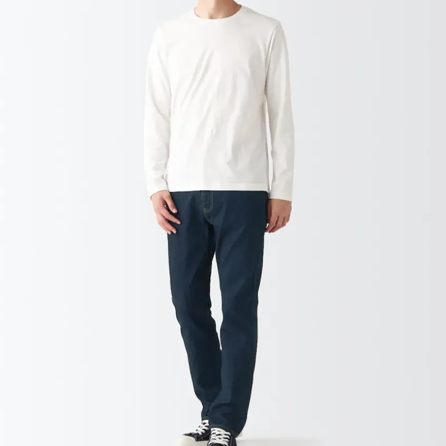 Men's Stretch Denim Slim Pants Dark Navy (L 30inch / 76cm)