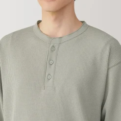 Men's UV Protection Waffle Henley Long-Sleeve T-Shirt