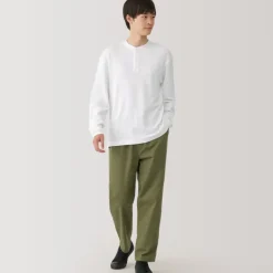 Men's Waffle Henley Neck Long Sleeve T-Shirt