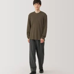 Men's Waffle Henley Neck Long Sleeve T-Shirt