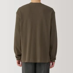 Men's Waffle Henley Neck Long Sleeve T-Shirt