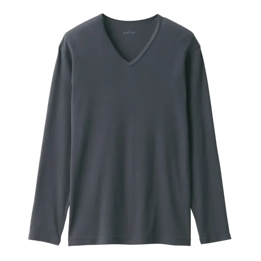 Men's Warm Cotton V-Neck Long Sleeve T-Shirt