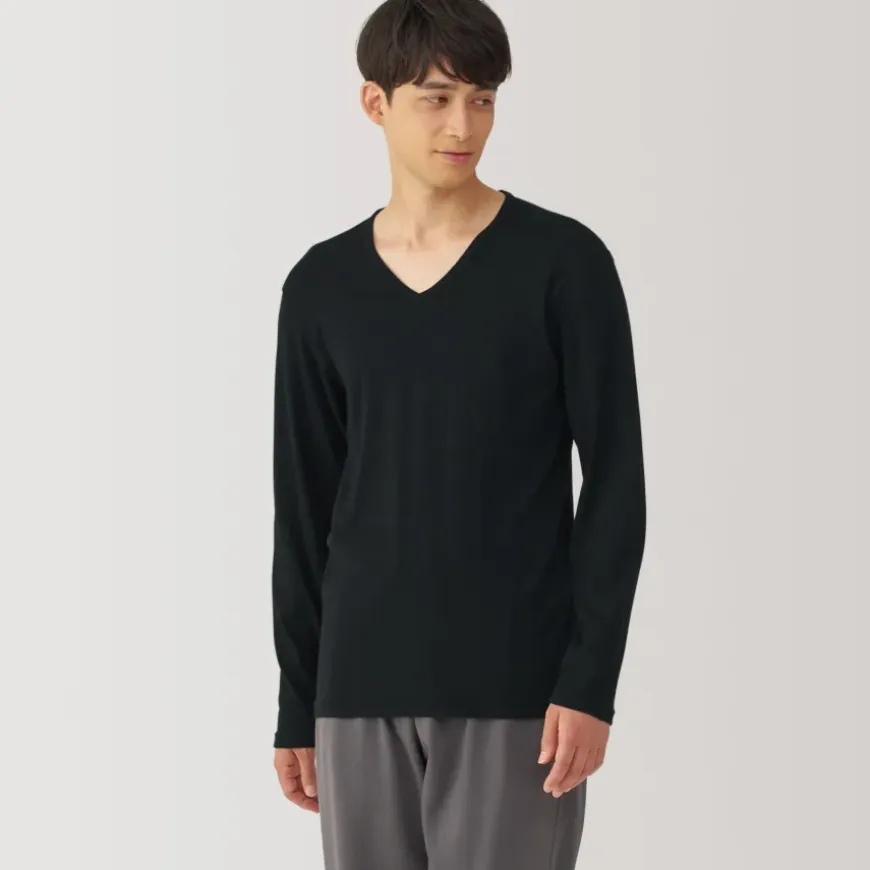 Men's Warm Cotton V-Neck Long Sleeve T-Shirt