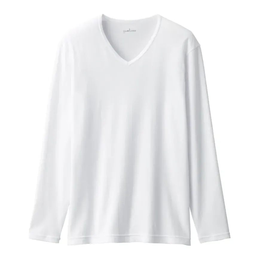 Men's Warm Cotton V-Neck Long Sleeve T-Shirt