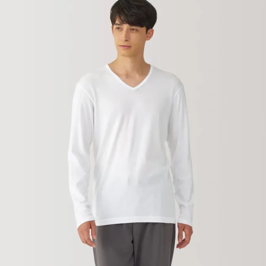 Men's Warm Cotton V-Neck Long Sleeve T-Shirt