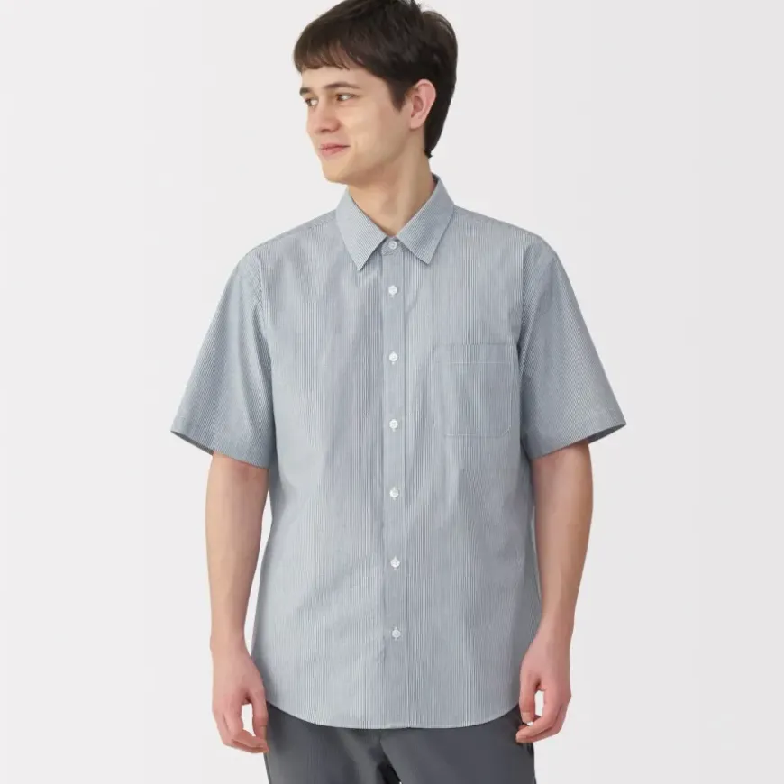 Men's Washed Broadcloth Short Sleeve Striped Shirt
