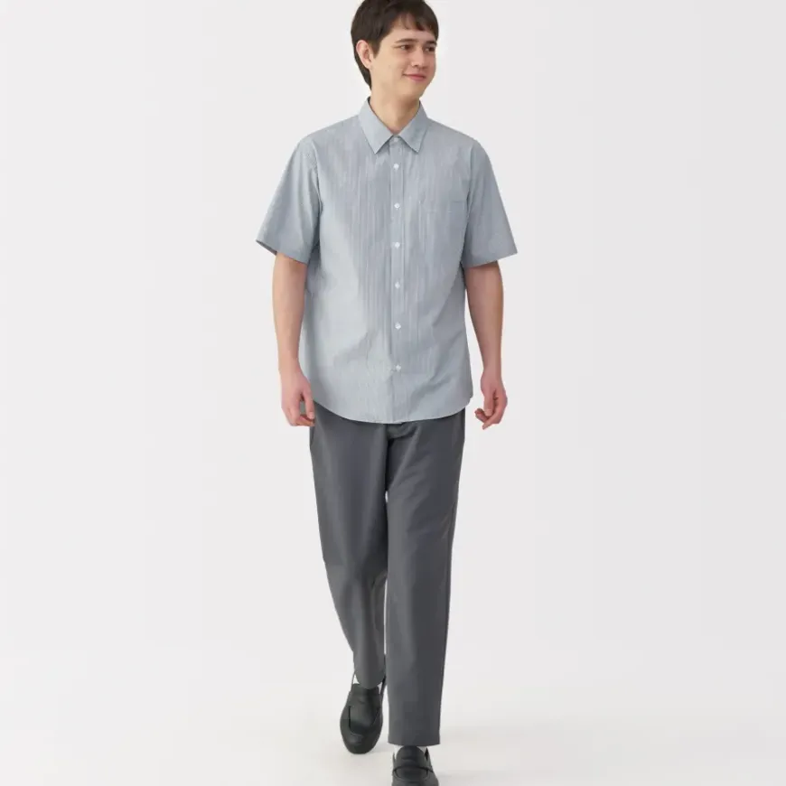 Men's Washed Broadcloth Short Sleeve Striped Shirt