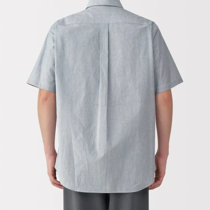 Men's Washed Broadcloth Short Sleeve Striped Shirt