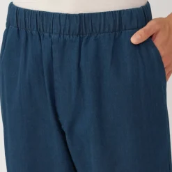 Men's Washed Denim Easy Pants - Dark Navy