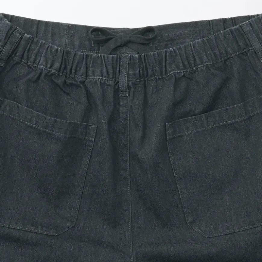 Men's Washed Denim Easy Pants - Black