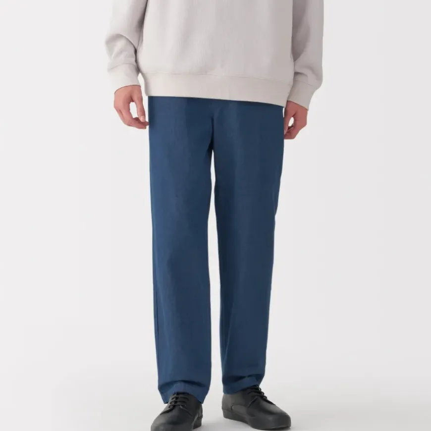 Men's Washed Denim Easy Pants - Navy