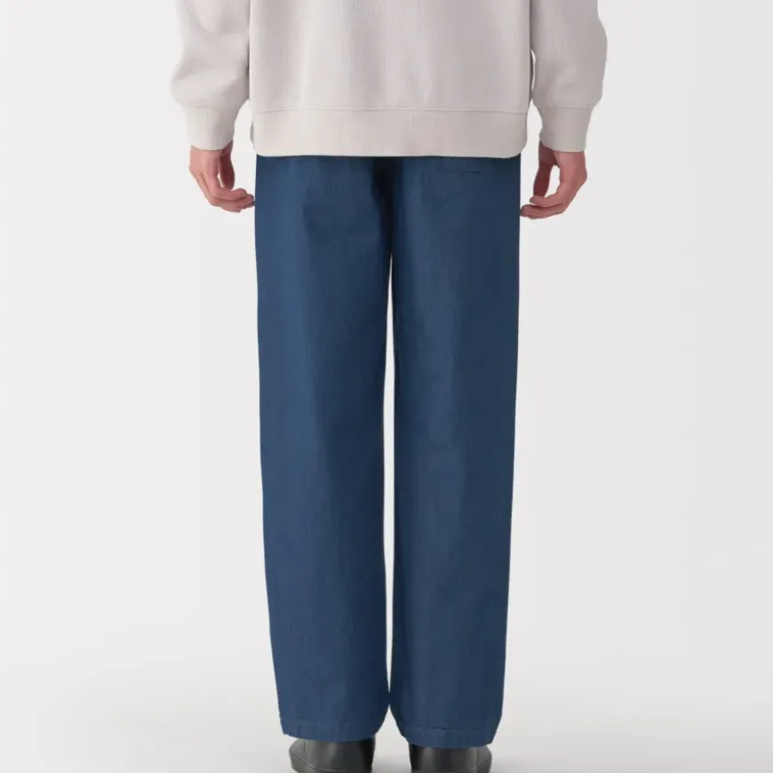 Men's Washed Denim Easy Pants - Navy