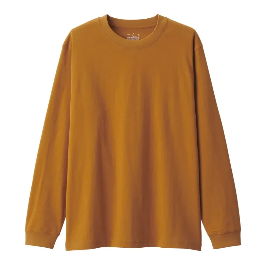 Men's Washed Heavy Weight Crew Neck Long Sleeve T-Shirt