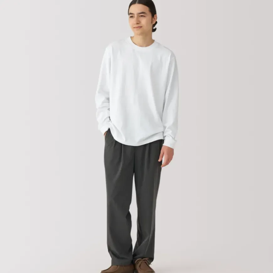 Men's Washed Heavy Weight Crew Neck Long Sleeve T-Shirt