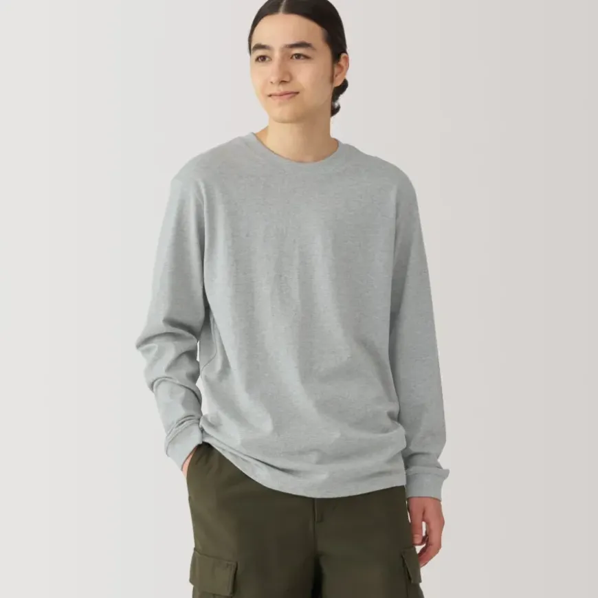 Men's Washed Heavy Weight Crew Neck Long Sleeve T-Shirt