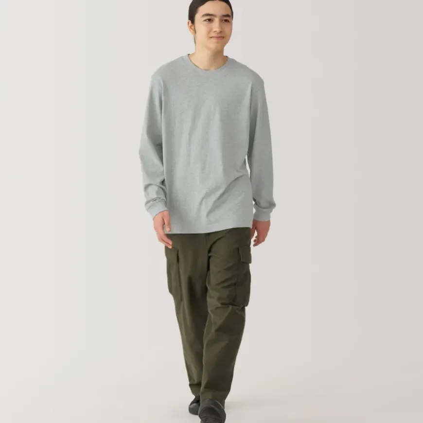 Men's Washed Heavy Weight Crew Neck Long Sleeve T-Shirt