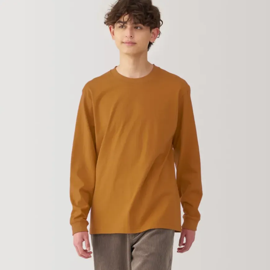 Men's Washed Heavy Weight Crew Neck Long Sleeve T-Shirt
