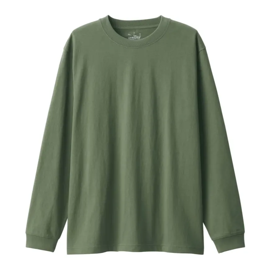 Men's Washed Heavy Weight Crew Neck Long Sleeve T-Shirt