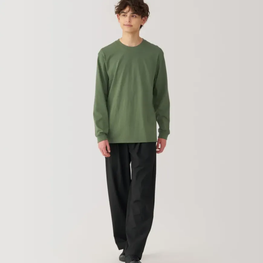 Men's Washed Heavy Weight Crew Neck Long Sleeve T-Shirt