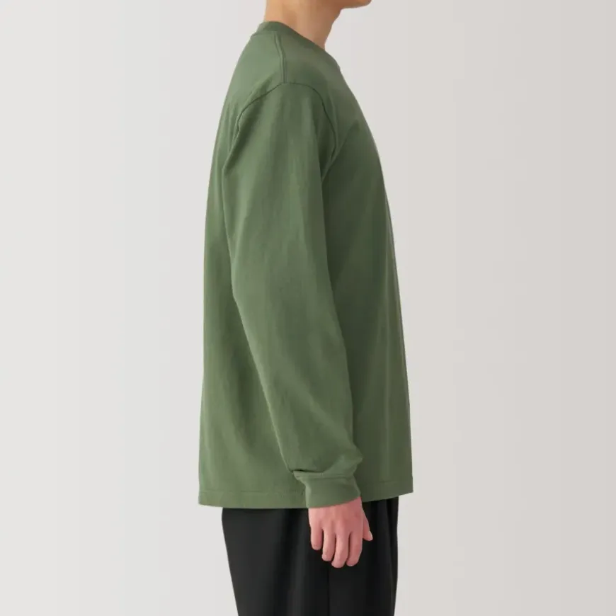 Men's Washed Heavy Weight Crew Neck Long Sleeve T-Shirt